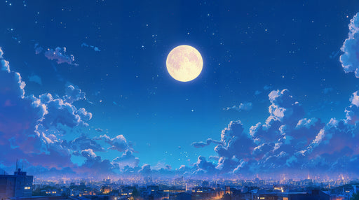 Papier peint ciel nocturne Lune et étoiles scintillantes