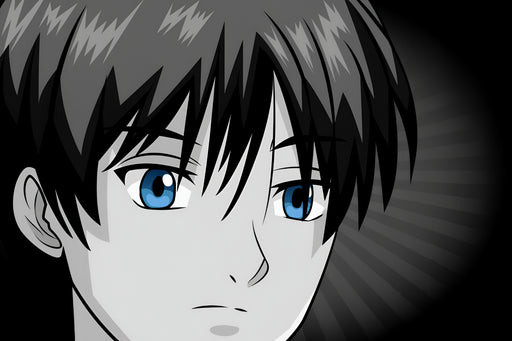 Papier peint Anime Portrait Grayscale aux Yeux Bleus