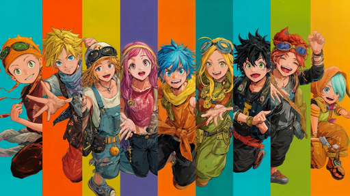 Papier peint anime Héros colorés et dynamiques