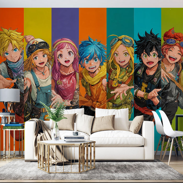 Papier peint anime | Héros colorés et dynamiques