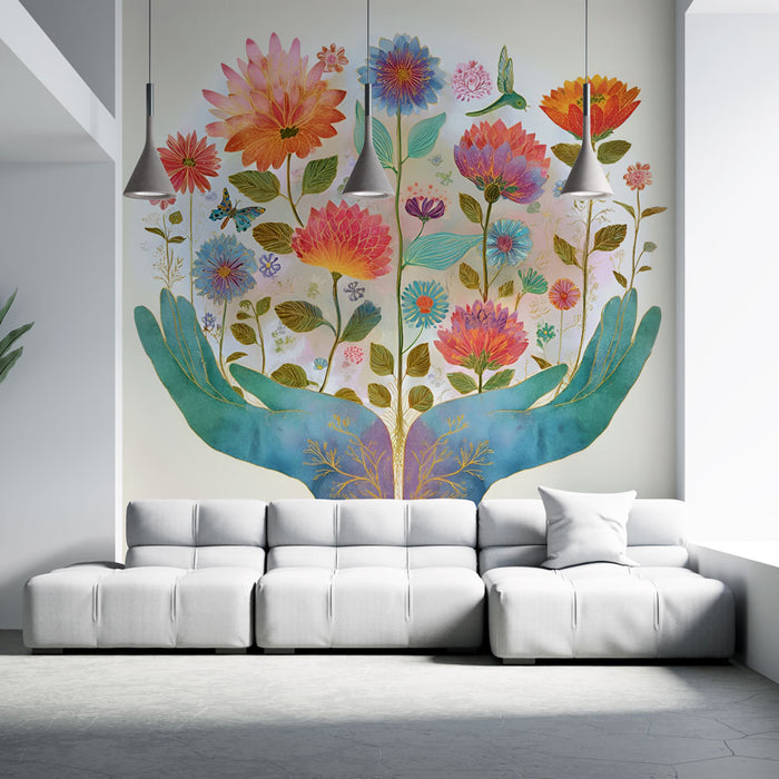 Papier peint Fleur Spirituelle | Éclat de Nature Colorée