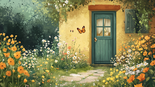 Papier peint jardin fleuri Éclat champêtre