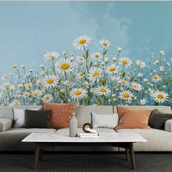 Papier peint Marguerites | Éclat floral sur fond bleu