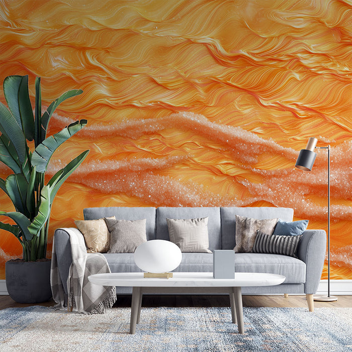 Papier peint texturé orange | Éclat créatif et ondulé