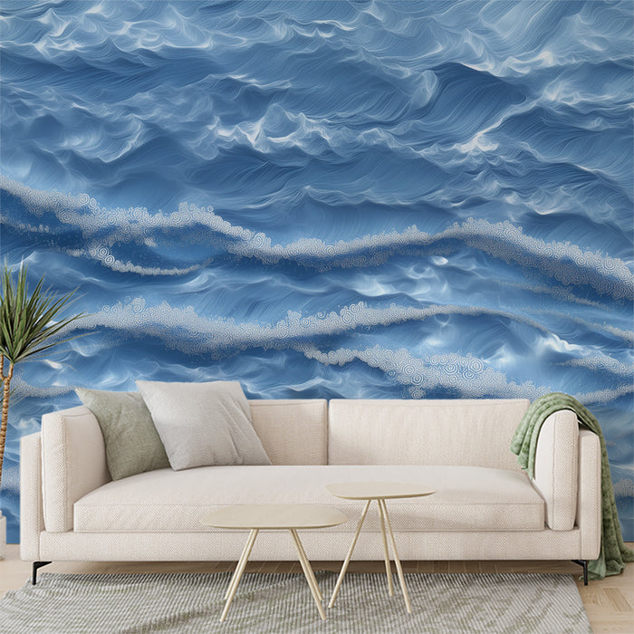 Papier peint texture océan | Vagues bleutées