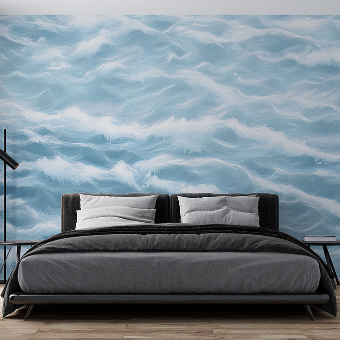Papier peint Océan | Vagues Bleues et Blanches
