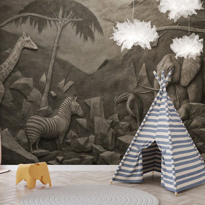 Papier peint mural safari | Faune en relief