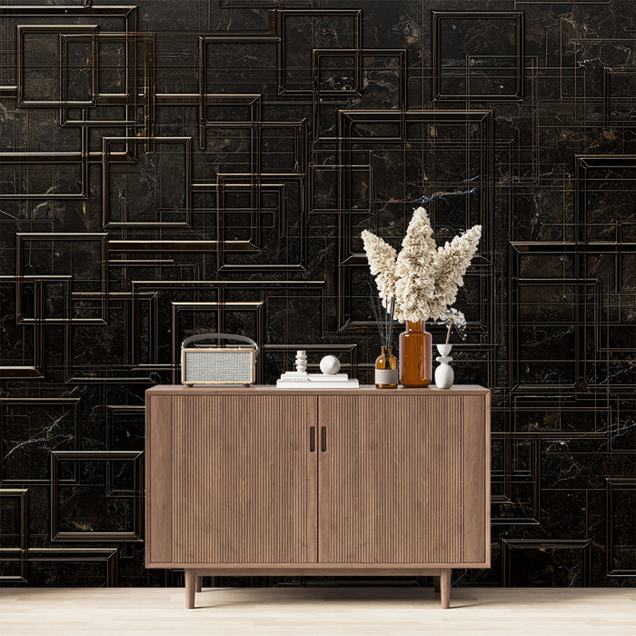 Papier peint géométrique | Design moderne en bronze et noir