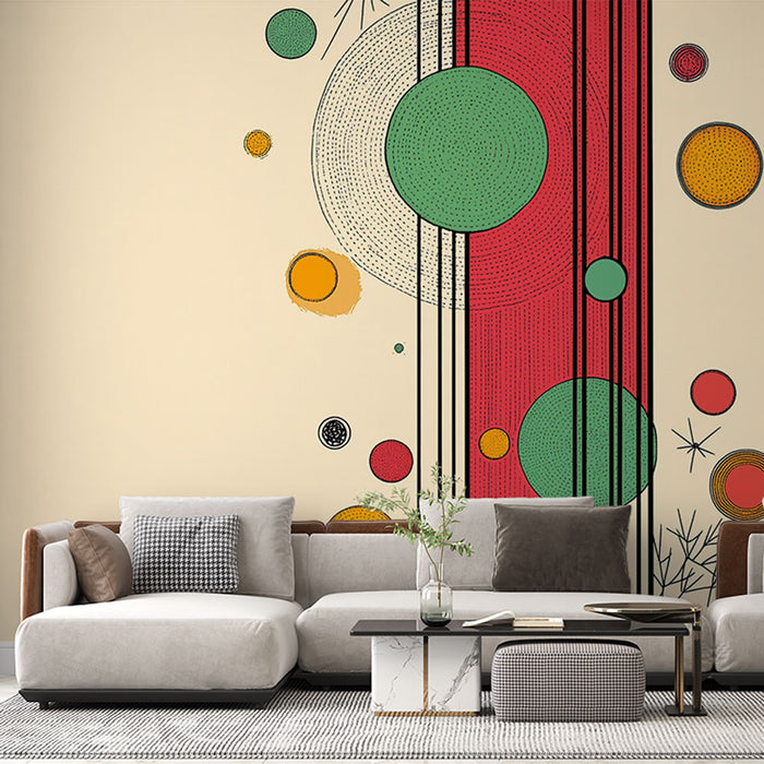 Papier peint abstrait | Cercles colorés et lignes