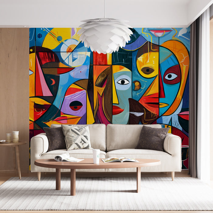 Papier peint abstrait | Formes géométriques et couleurs vives