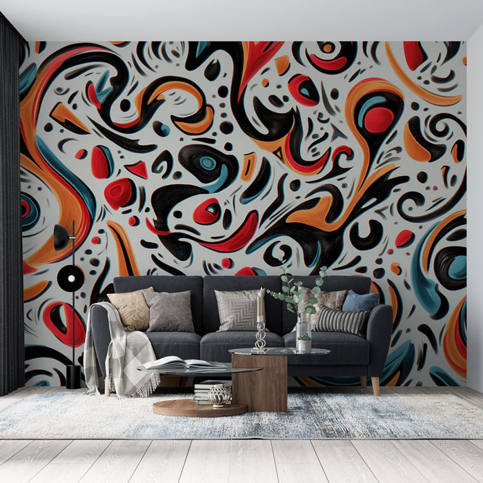 Papier peint abstrait | Motifs tourbillonnants multicolores