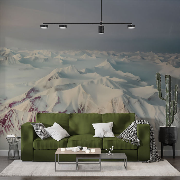 Papier peint paysage glaciaire | Montagnes enneigées et atmosphère polaire