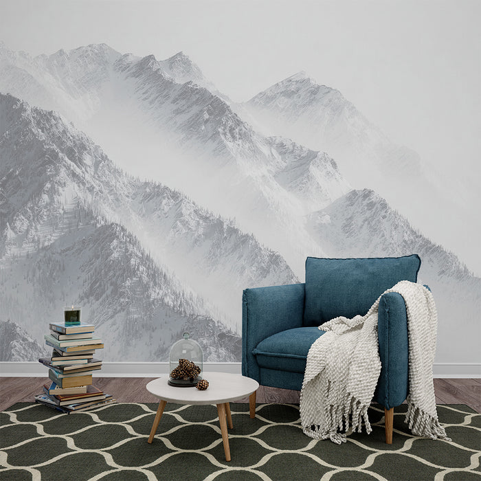 Papier peint montagne | Paysage enneigé et serein