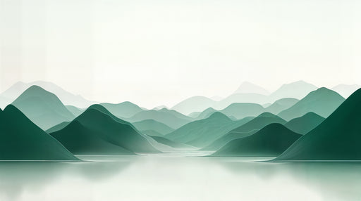 Papier peint paysage serein Montagnes en dégradé vert