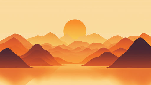 Papier peint paysage Coucher de soleil sur montagne