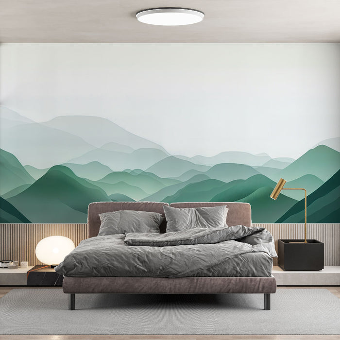 Papier peint montagnard | Paysage apaisant vert