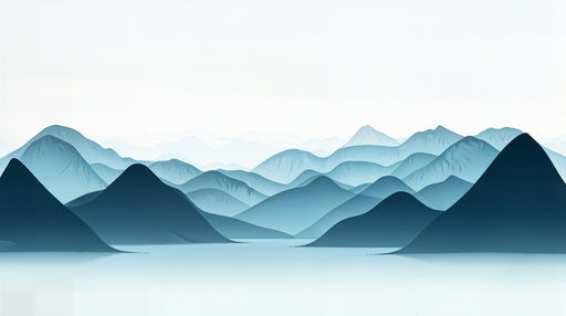 Papier peint paysage montagne Évasion scénique en tons bleus