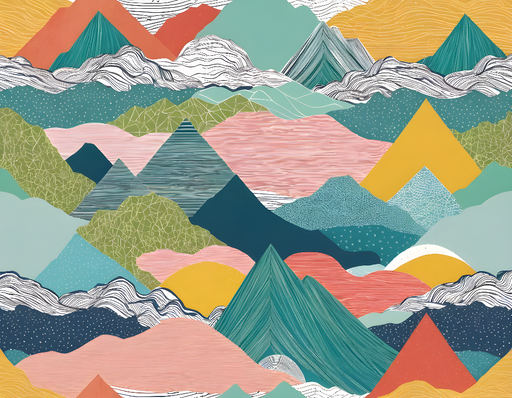 Papier peint paysages abstraits Montagnes colorées