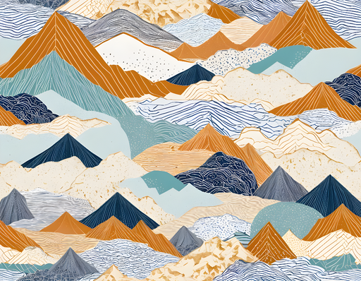 Papier peint montagnes Motif abstrait multicolore