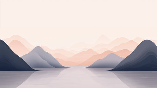 Papier peint paysage abstrait Montagnes pastel et lac