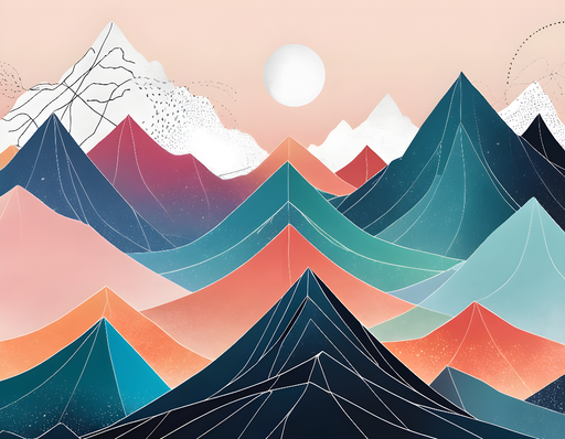 Papier peint montagnes Paysage abstrait multicolore
