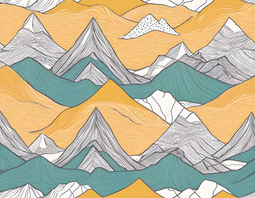 Papier peint montagnes Paysage graphique en tons pastel