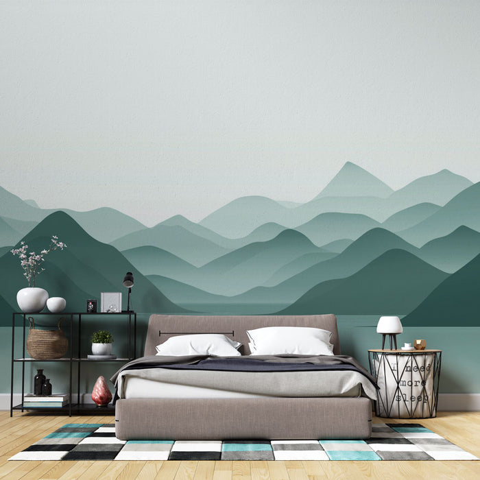 Papier peint paysage montagneux | Design épuré et apaisant