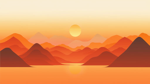 Papier peint coucher de soleil Paysage Montagneux Orange