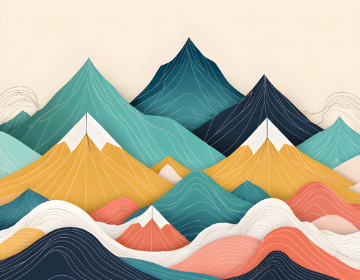 Papier peint paysage abstrait Montagnes colorées