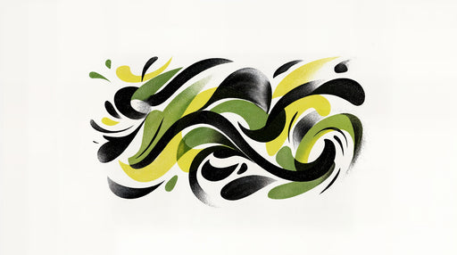 Papier peint abstrait Tourbillons verts et noirs