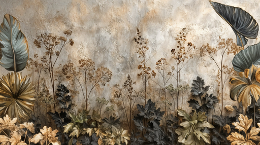 Papier peint botanique Élégance florale en tons naturels
