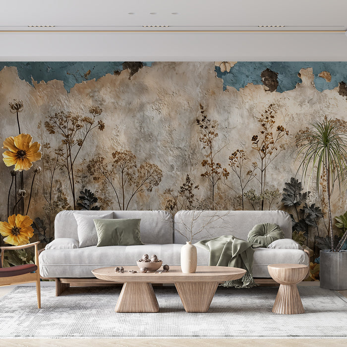 Papier peint floral | Motif botanique en relief
