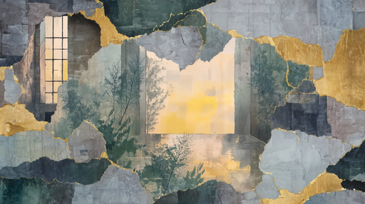 Papier peint nature dorée Paysage apaisant et luxe