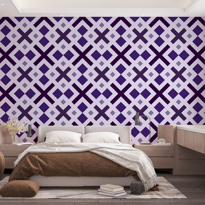 Papier peint géométrique | Motif violet et lavande