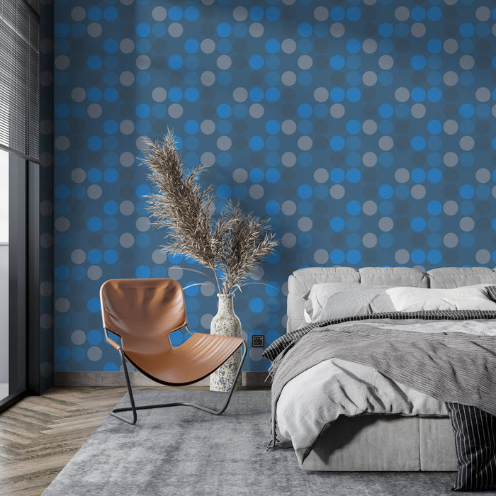 Papier peint pois | Motif géométrique bleu