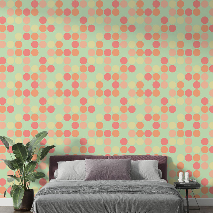 Papier peint pois | Motif rétro multicolore