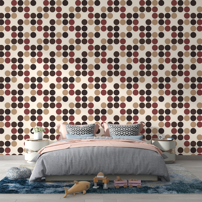Papier peint moderne avec motifs de points multicolores pour chambre à coucher élégante