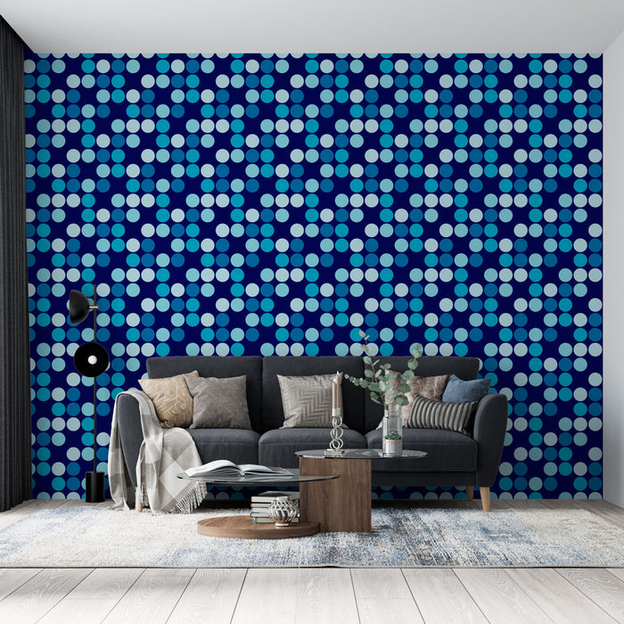 Papier peint à pois bleus | Design moderne géométrique