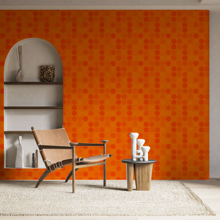 Papier peint à pois orange | Design rétro et dynamique