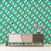 Papier peint moderne avec motifs de points bleus et verts pour salon contemporain