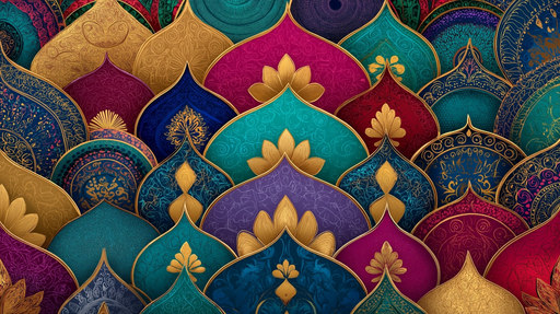 Papier peint mandala Couleurs vibrantes et détails dorés