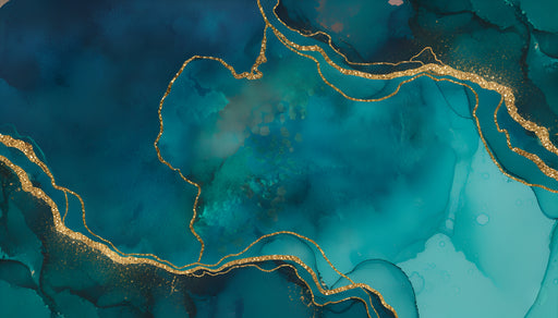 Papier peint abstrait Bleu et doré