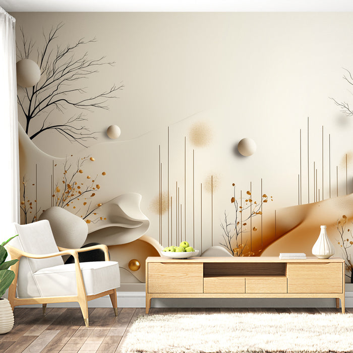 Papier peint abstrait | Design organique et minéral