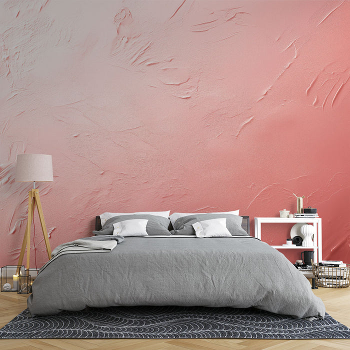 Papier peint texturé | Effet plâtre rose saumon
