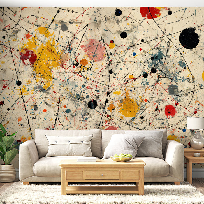 Papier peint abstrait | Design éclaboussant multicolore