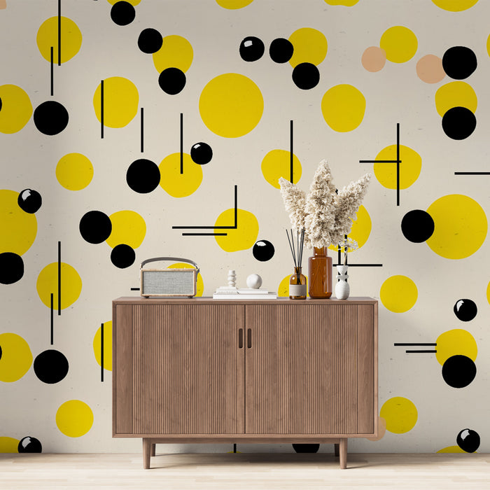 Papier peint géométrique | Motif abstrait jaune et noir