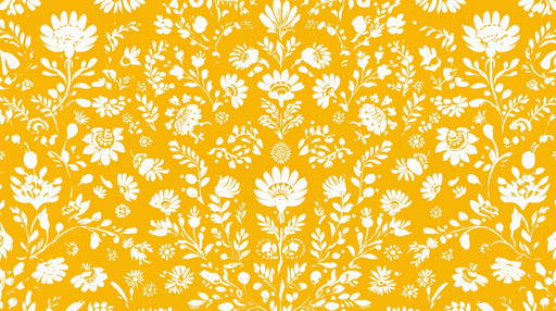 Papier peint floral Motif Blanc sur Fond Jaune