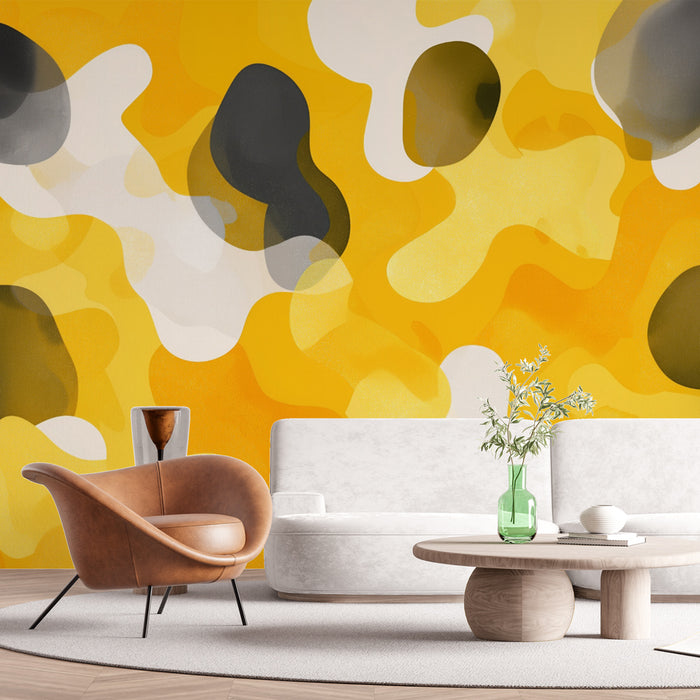 Papier peint abstrait | Jaune et Noir