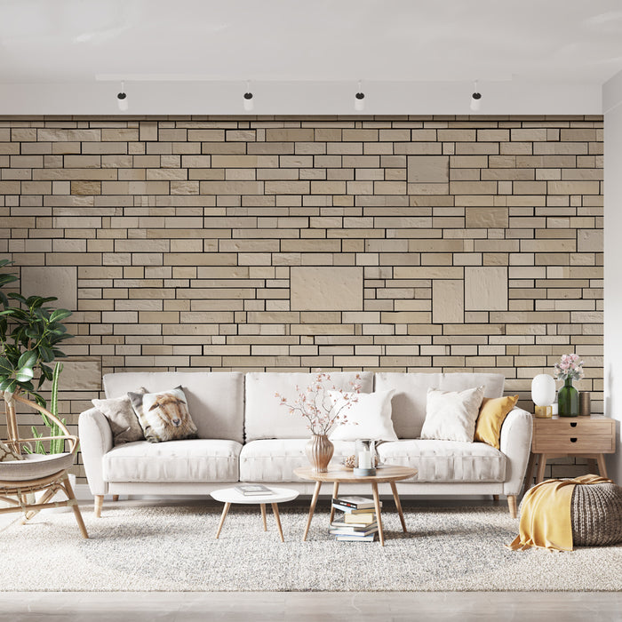 Papier peint brique | Élégance moderne en beige