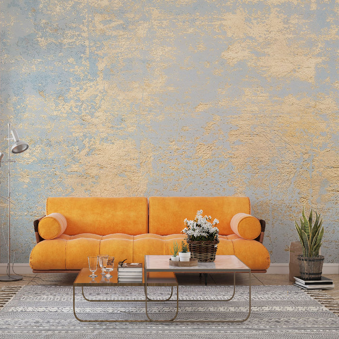 Papier peint effet stuc | Bleu et Doré